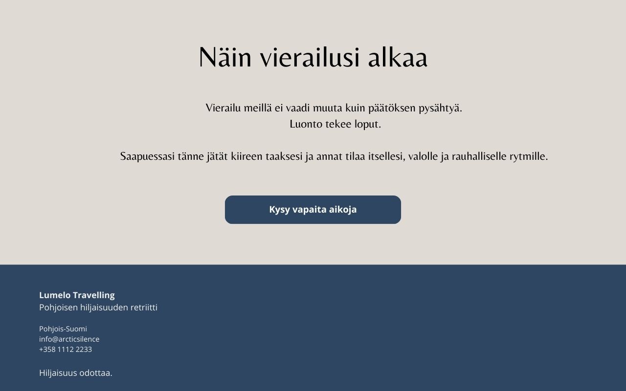 Matkailuyrityksen-verkkosivu-mockup- etusivu2 Studio Yliniemi matkailuyrityksen verkkosivuesimerkki.