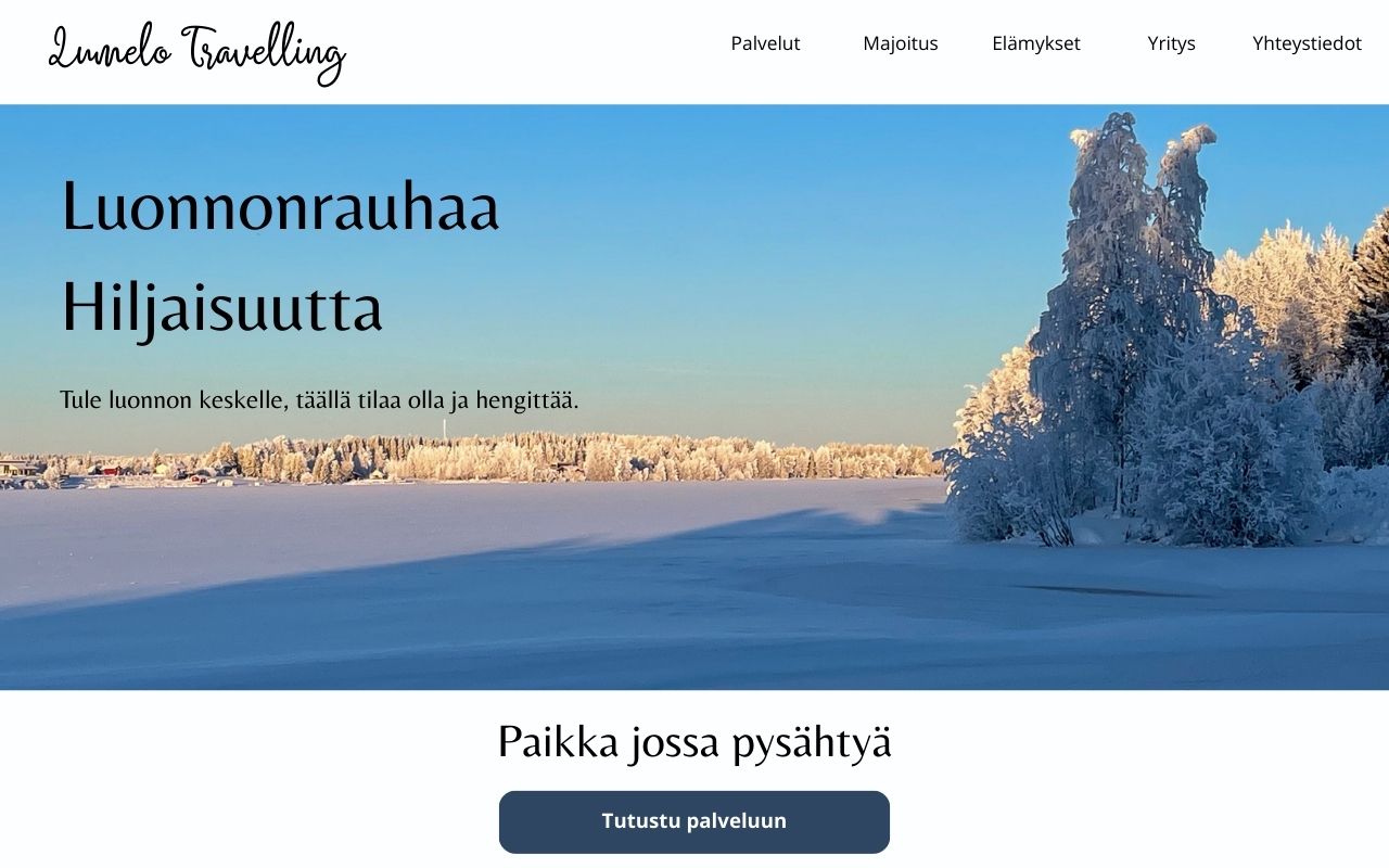 Matkailuyrityksen-verkkosivu-mockup- etusivu3 Studio Yliniemi matkailuyrityksen verkkosivuesimerkki.